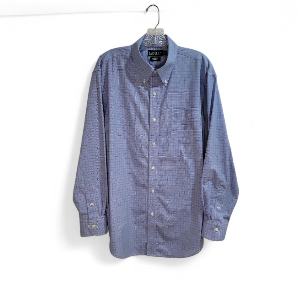 Lauren Ralph Lauren Men's Classic Fit Blue Plaid Long Sleeve ButtonDown Shirt XL